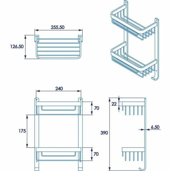 Croydex Premium Large Two Tier Shower Caddy - 390 X 255 X 125mm - Rust Free 2 Croydex Premium Large Two Tier Shower Caddy - 390 X 255 X 125mm - Rust Free - Image 2