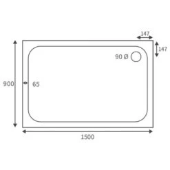 Deluxe 1500 X 900mm Rectangular Tray & Free Chrome Waste -Lumibath Shop RDBS104340 LD