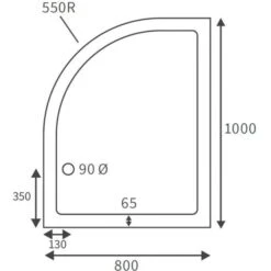 Deluxe 1000 X 800mm Left Hand Offset Quadrant Tray & Free Chrome Waste -Lumibath Shop RDBS104353 LD
