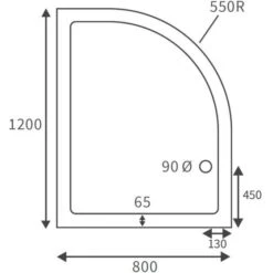 Deluxe 1200 X 800mm Right Hand Offset Quadrant Tray & Free Chrome Waste -Lumibath Shop RDBS106703 LD