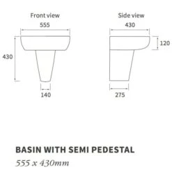 Campbell Basin & Semi Pedestal 555mm -Lumibath Shop RDBS1784 tech