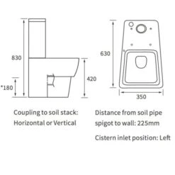 Allier Close Coupled Toilet & Soft Close Seat 5 Allier Close Coupled Toilet & Soft Close Seat -Lumibath Shop RDBS1847 tech
