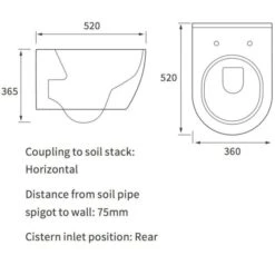 Campbell Rimless Wall Hung Toilet & Soft Closed Seat -Lumibath Shop RDBS1861 tech