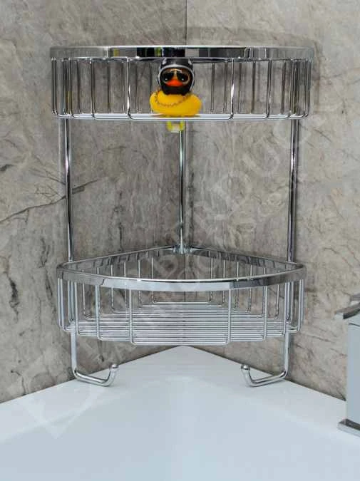 Roman Double Corner Shower Basket With Hook- RSB05 - Chrome 3 Roman Double Corner Shower Basket With Hook- RSB05 - Chrome - Image 3