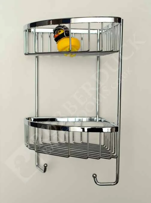 Roman Double Corner Shower Basket With Hook- RSB05 - Chrome 2 Roman Double Corner Shower Basket With Hook- RSB05 - Chrome - Image 2