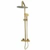 Signature Ripley Brushed Brass Round Thermostatic Dual Head Shower Set