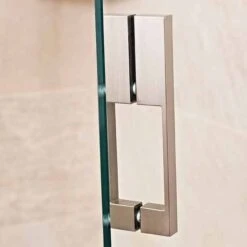 Roman Liberty 1000mm Hinged Door For Corner & Optional Side Panel - 8mm Glass -Lumibath Shop Roman Liberty Hinged Door Brushed Nickel 4