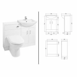 Classic White Gloss Bathroom Furniture Pack Inc Cistern, Toilet Pan, Seat & Basin - Nuie -Lumibath Shop SAT001 spec 1