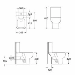 Choices 600 Open Back Close Coupled Toilet & Seat - Scudo -Lumibath Shop SEICENTO PAN SEAT LINEDRAWING