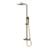 Elliott Square Brushed Brass Dual Head Exposed Thermostatic Shower With Metal Fixed Head