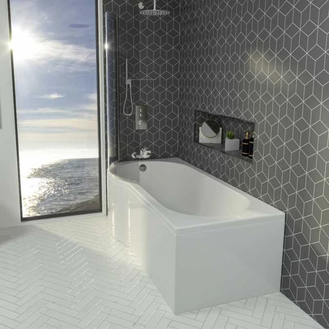 Beaufort Shannon 1500 X 850 P Shaped Shower Bath - Left Hand 1 Beaufort Shannon 1500 X 850 P Shaped Shower Bath - Left Hand