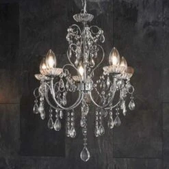Shetland 5 Arm Chandelier Ceiling Light - Chrome -Lumibath Shop Shetland Chandelier Lifestyle5