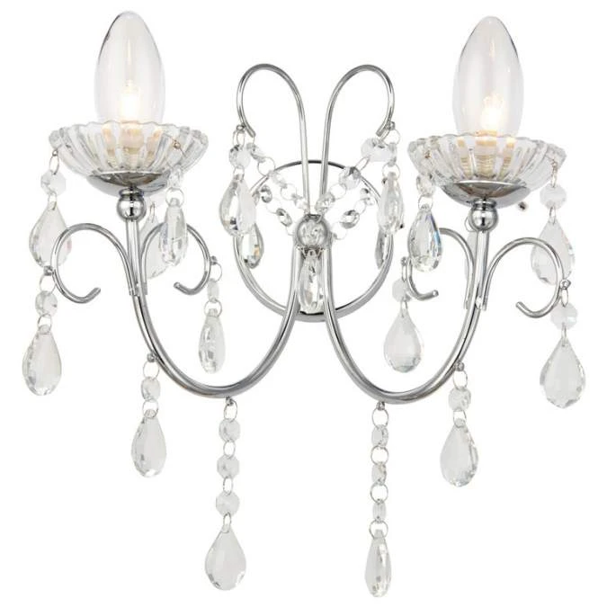 Shetland 2 Arm Chandelier Wall Light - Chrome 1 Shetland 2 Arm Chandelier Wall Light - Chrome