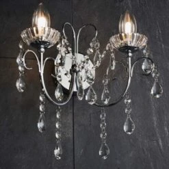 Shetland 2 Arm Chandelier Wall Light - Chrome 11 Shetland 2 Arm Chandelier Wall Light - Chrome -Lumibath Shop Shetland Wall Chandelier Lifestyle2