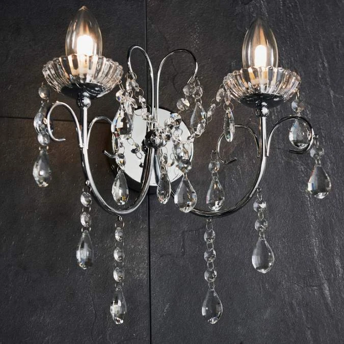 Shetland 2 Arm Chandelier Wall Light - Chrome 3 Shetland 2 Arm Chandelier Wall Light - Chrome - Image 3