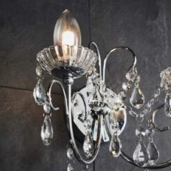 Shetland 2 Arm Chandelier Wall Light - Chrome 12 Shetland 2 Arm Chandelier Wall Light - Chrome -Lumibath Shop Shetland Wall Chandelier Lifestyle3