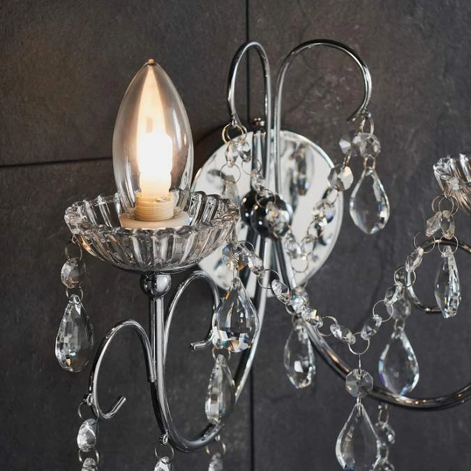 Shetland 2 Arm Chandelier Wall Light - Chrome 5 Shetland 2 Arm Chandelier Wall Light - Chrome - Image 5