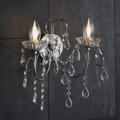 Shetland 2 Arm Chandelier Wall Light - Chrome 16 Shetland 2 Arm Chandelier Wall Light - Chrome -Lumibath Shop Shetland Wall Chandelier Lifestyle7
