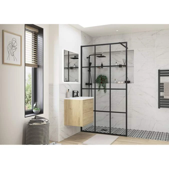 Supreme Black Grid Framed Wetroom Panel - 1000mm 4 Supreme Black Grid Framed Wetroom Panel - 1000mm - Image 4