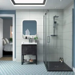 Supreme 1100mm Semi-Framed Sliding Door Shower Enclosure 5 Supreme 1100mm Semi-Framed Sliding Door Shower Enclosure -Lumibath Shop Supreme Slider Lifestyle