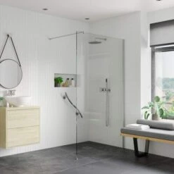 Supreme 1400mm Wetroom Panel & Support Bar -Lumibath Shop Supreme Wetroom Glass 8