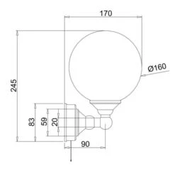 Burlington Edwardian Single Globe LED Traditional Bathroom Wall Light - T50 -Lumibath Shop T50 Drawings