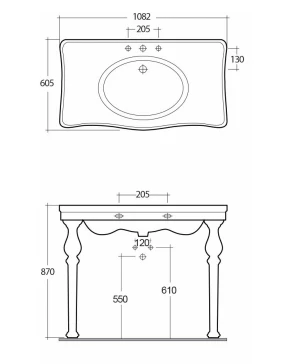 Washington Wash Basin Console 1050 2 Tap Hole - RAK Ceramics 2 Washington Wash Basin Console 1050 2 Tap Hole - RAK Ceramics - Image 2