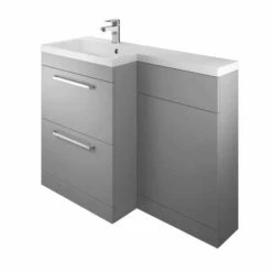 The White Space L Shaped Basin & Toilet Combination Unit - Ash Grey