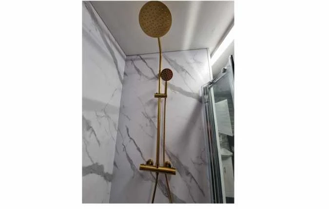 Signature Ripley Brushed Brass Round Thermostatic Dual Head Shower Set 8 Signature Ripley Brushed Brass Round Thermostatic Dual Head Shower Set - Image 8