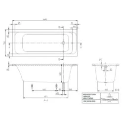 Villeroy & Boch Architectura 1700 X 700mm Single Ended Bath -Lumibath Shop VB ARCHITECTURA 1700X700 SE BATH TECH