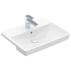 Villeroy & Boch Avento Semi-Recessed Washbasin, 550mm, White Alpin, With Overflow