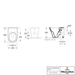 Villeroy & Boch O.novo Washdown Compact Rimless Back To Wall Toilet -Lumibath Shop VB ONOVO COMPACT FLOOR STANDING RIMLESS TECH 1