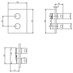 Villeroy & Boch Complete Concealed Shower Set Square Chrome -Lumibath Shop VB UNIVERSAL DUAL OUTLET CONCEALED TECH 1