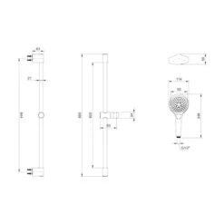 Villeroy & Boch Complete Verve Shower Set With Riser Rail Square Chrome -Lumibath Shop VB VERVE SLIDERAIL SET TECH