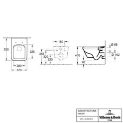 Villeroy & Boch Architectura Square Wall Mounted Toilet Bundle -Lumibath Shop VB5685R001 tech 1