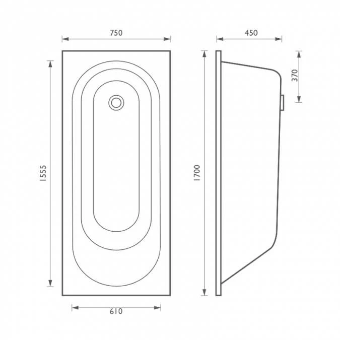 Abacus 1700 X 750mm Single Ended Bath 2 Abacus 1700 X 750mm Single Ended Bath - Image 2