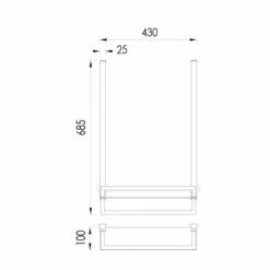 Abacus Vessini X Series Wetroom Glass Towel Hanging Bar With Glass Shelf -Lumibath Shop VEGX 90 0310 TECH rd