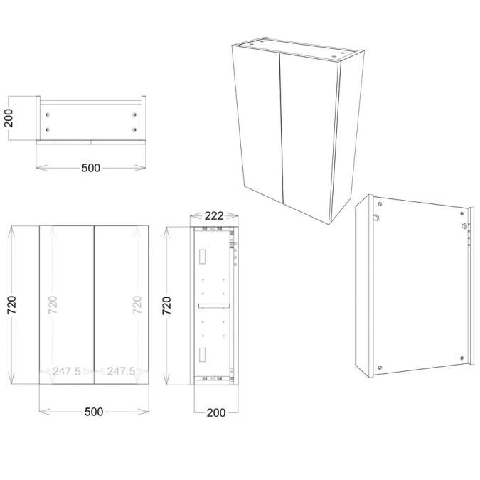 Venetian 500mm Mirrored Wall Unit - Onyx Grey Gloss 2 Venetian 500mm Mirrored Wall Unit - Onyx Grey Gloss - Image 2
