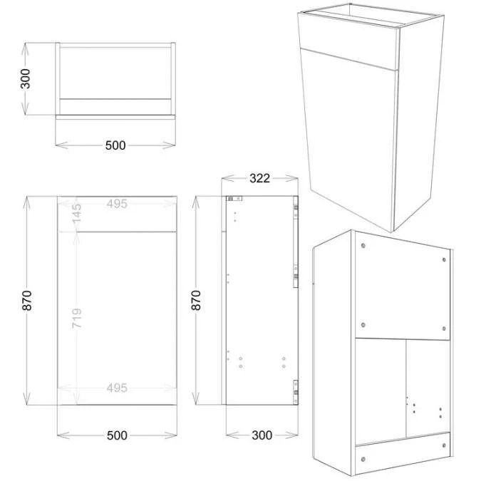 Venetian 500mm Toilet Unit - Matt Indigo Blue 3 Venetian 500mm Toilet Unit - Matt Indigo Blue - Image 3