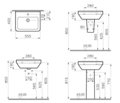 VitrA S50 Square 4 Piece Toilet & Basin Set -Lumibath Shop Vitra S50 550mm Square Washbasin Specification