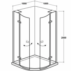 Vodas 8 Stella 1000 Frameless Hinge Door Quadrant Shower Enclosure - Silver -Lumibath Shop Vodas 8 Stell Quad 1000 Tech
