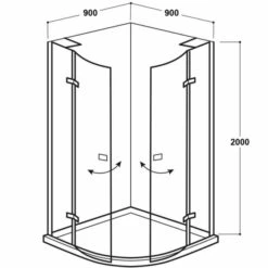 Vodas 8 Stella 900 Frameless Hinge Door Quadrant Shower Enclosure - Black -Lumibath Shop Vodas 8 Stell Quad 900 Tech 1