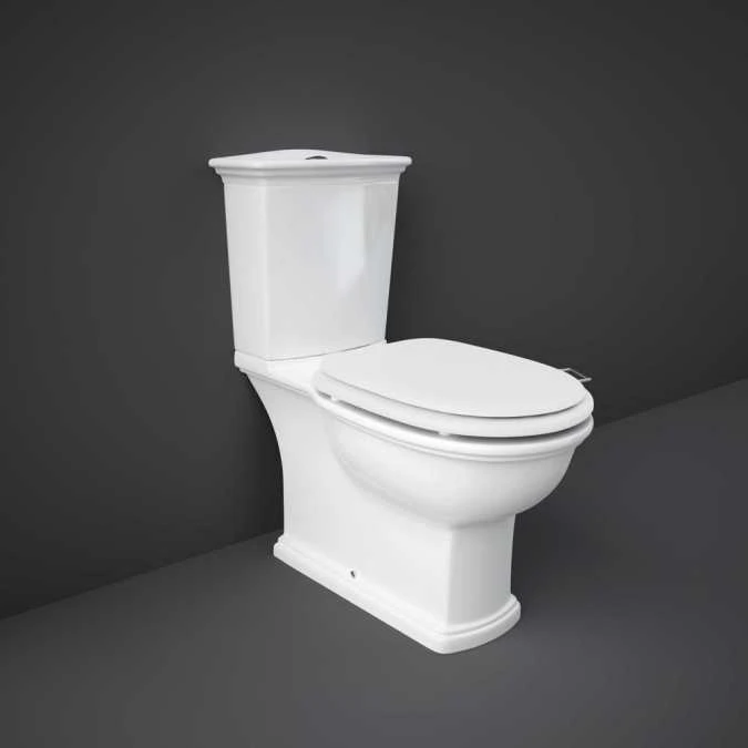 Washington Close Coupled Open Back Push Button Flush WC With Soft Close Seat White - RAK Ceramics 1 Washington Close Coupled Open Back Push Button Flush WC With Soft Close Seat White - RAK Ceramics