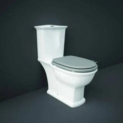 Washington Close Coupled Open Back Push Button Flush WC With Soft Close Seat Grey - RAK Ceramics