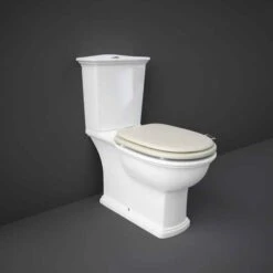 Washington Close Coupled Open Back Push Button Flush WC With Soft Close Seat Greige - RAK Ceramics