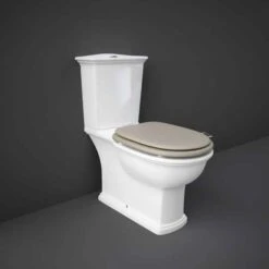 Washington Close Coupled Open Back Push Button Flush WC With Soft Close Seat Cappuccino - RAK Ceramics