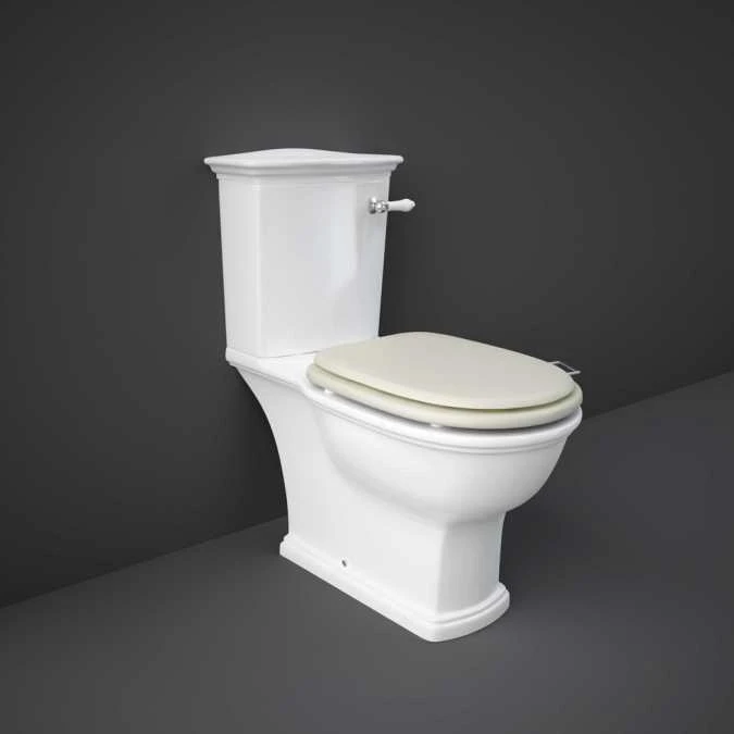 Washington Close Coupled Open Back Lever Flush WC With Soft Close Seat Greige - RAK Ceramics 2 Washington Close Coupled Open Back Lever Flush WC With Soft Close Seat Greige - RAK Ceramics - Image 2