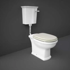 Washington Low Level Cistern And WC With Soft Close Seat Greige - RAK Ceramics