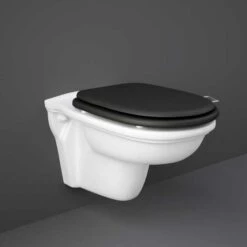 Washington Wall Hung WC With Soft Close Seat Black - RAK Ceramics