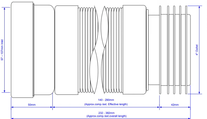 McAlpine Straight Flexible WC Connector 150 - 310mm - WC-F23R 2 McAlpine Straight Flexible WC Connector 150 - 310mm - WC-F23R - Image 2